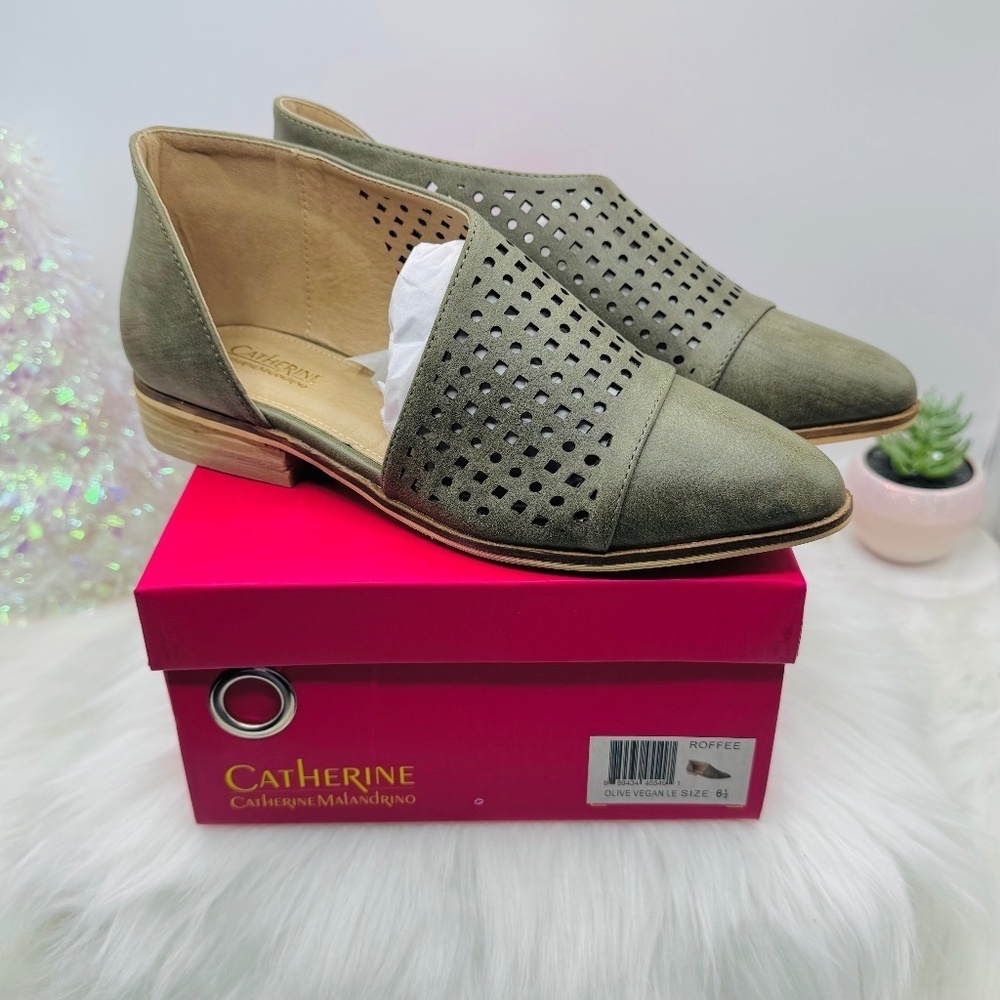 Catherine Catherine Malandrino Roffee Flats- OLIVE, US 6.5